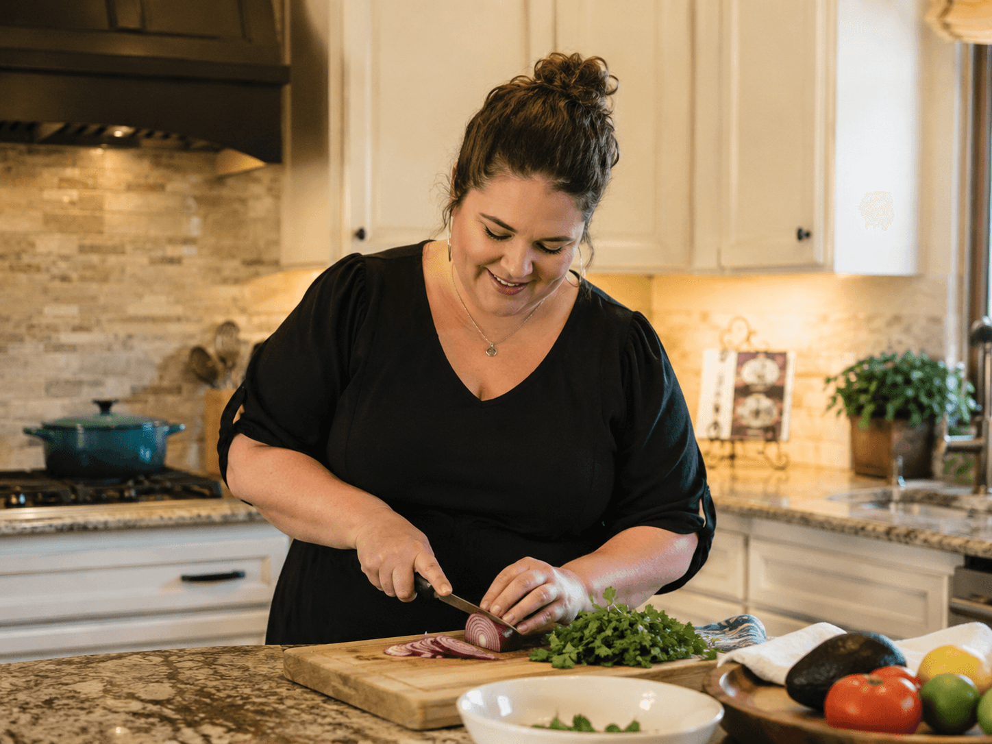 Woman preparing food in a kitchen